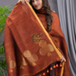 Rust Orange Cotton Linen 2-Piece Set Kurti & Dupatta (UNSTITCHED) - 125