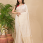 Tissue Linen Handloom Saree With Linen White - 018