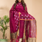 Cherry Red Linen X Line 2-Piece Set Kurti & Dupatta (UNSTITCHED) - 102