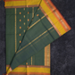 Kanchi Cotton|Bottle Green & Leaf yellow/ Maroon