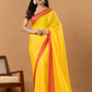 Pure Handloom Mul Cotton Saree | Bright Yellow