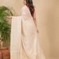Tissue Linen Handloom Saree With Linen White - 018