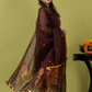 Handwoven Jamdani Linen Unstitched 2-piece Kurti | Dark Chocolate Brown