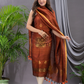 Rust Orange Cotton Linen 2-Piece Set Kurti & Dupatta (UNSTITCHED) - 125