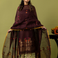 Handwoven Jamdani Linen Unstitched 2-piece Kurti | Dark Chocolate Brown