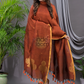 Rust Orange Cotton Linen 2-Piece Set Kurti & Dupatta (UNSTITCHED) - 125
