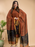 Saddle Brown | Handloom Jamdani Linen Unstitched 2-Piece Kurti