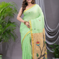 Linen Jamdani Saree With Lime Green - 027