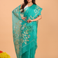 Silk Jamdani Saree With Burgundy Aqua Blue - 156