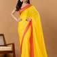 Pure Handloom Mul Cotton Saree | Bright Yellow