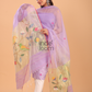 Light Purple Muslin Jamdani 2-Piece Set Kurti & Dupatta (UNSTITCHED) - 081