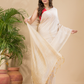 Tissue Linen Handloom Saree With Linen White - 018