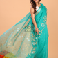 Silk Jamdani Saree With Burgundy Aqua Blue - 156