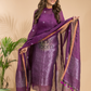 Plum Purple | Handloom Jamdani Linen Unstitched 2-Piece Kurti