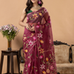 Handwoven Jamdani Muslin Silk Saree | Wine Mauve