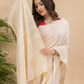 Tissue Linen Handloom Saree With Linen White - 018