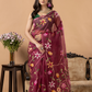 Handwoven Jamdani Muslin Silk Saree | Wine Mauve