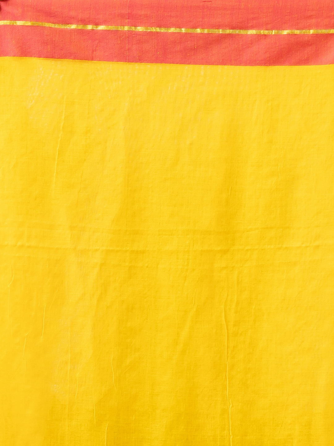 Pure Handloom Mul Cotton Saree | Bright Yellow