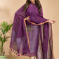 Plum Purple | Handloom Jamdani Linen Unstitched 2-Piece Kurti