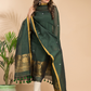 Dark Green Cotton Linen 2-Piece Set Kurti & Dupatta (UNSTITCHED) - 104