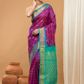 Pure Handloom Korvai Saree | Orchid Purple Cyan Blue