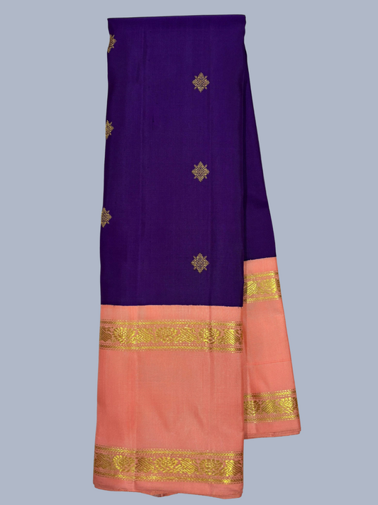 Pure Handwoven Gadwal Silk Saree With Royal Purple-033