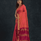 Pure handloom Korvai Silk Cotton Saree in Coral Pink Golden Pallu - 022