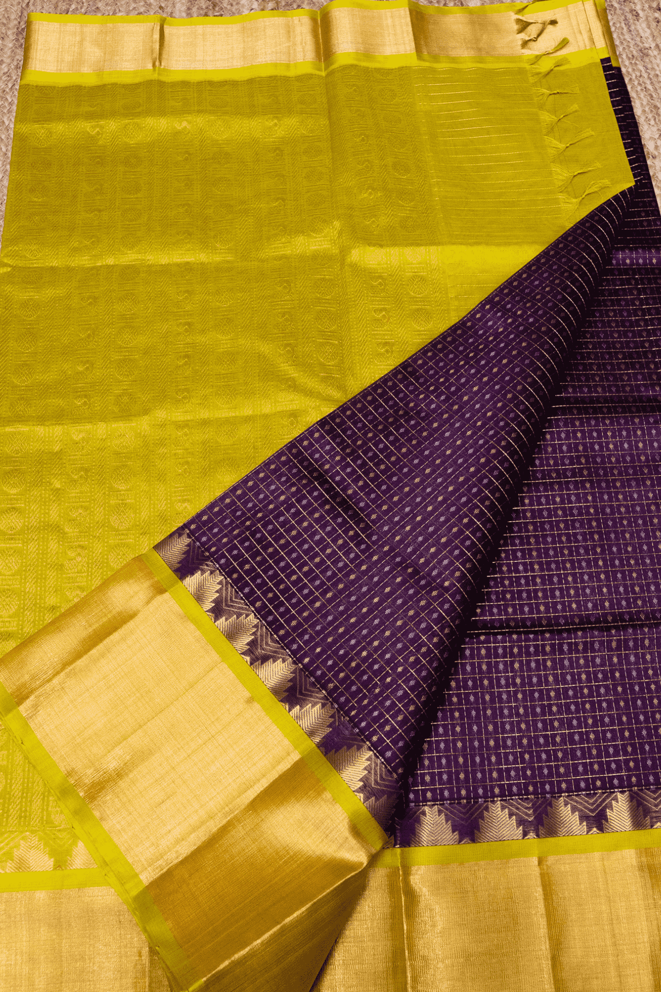 Pure Handloom Korvai Saree | Wine Purple