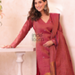 Currant Red Cotton Linen 2-Piece Set Kurti & Dupatta (UNSTITCHED) - 304