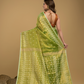 Tissue Silk Jamdani Saree Olive Green -043