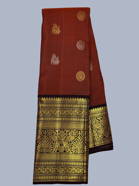Pure Handwoven Gadwal Silk Saree Cherry Red - 014