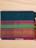 Kanchi Cotton|Aqua Blue & Purple