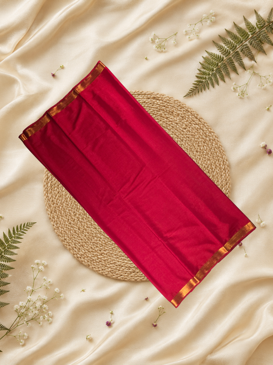 Mysore Silk Saree With Apple Red