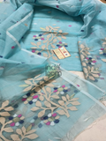 Muslin Jamdani 2-Piece Set Kurti & Dupatta (UNSTITCHED) Ocean Blue-927