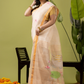 Pure Jamdani Linen Saree | Cream White  and White  | Half and Half style with Contrast Border