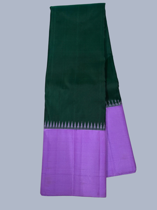 Pure Handwoven Gadwal Silk Forest Green - 014