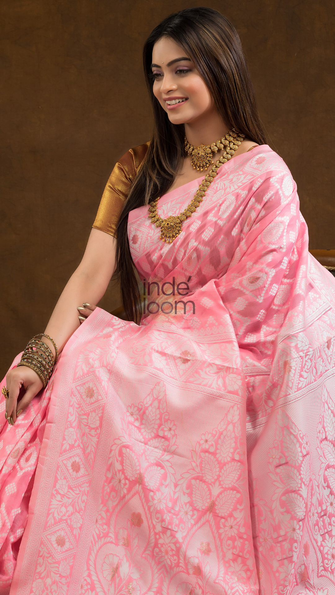 Chanderi Cotton Ethnic Motifs Saree | Rose Pink