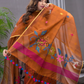 Alloy Orange Cotton Silk Jamdani 2-Piece Set Kurti & Dupatta (UNSTITCHED) - 126