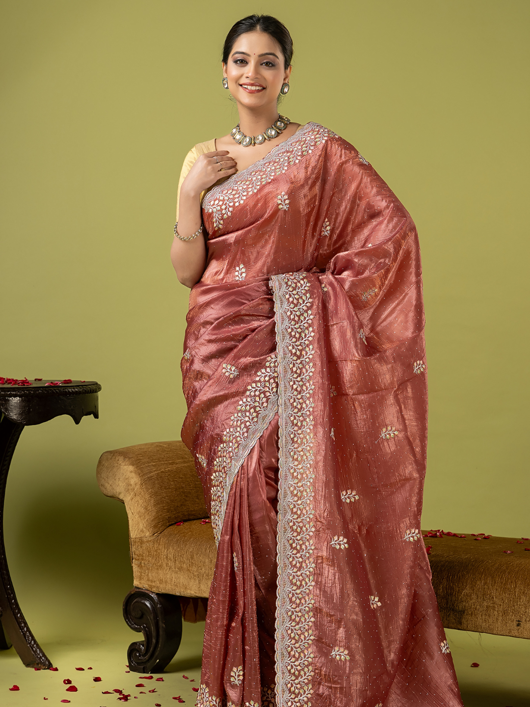 Fancy Blended Saree | Dusty Rose