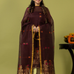 Handwoven Jamdani Linen Unstitched 2-piece Kurti | Dark Chocolate Brown