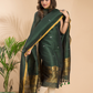 Dark Green Cotton Linen 2-Piece Set Kurti & Dupatta (UNSTITCHED) - 104