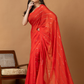 Pure Handloom Mul Cotton Saree | Scarlet Red
