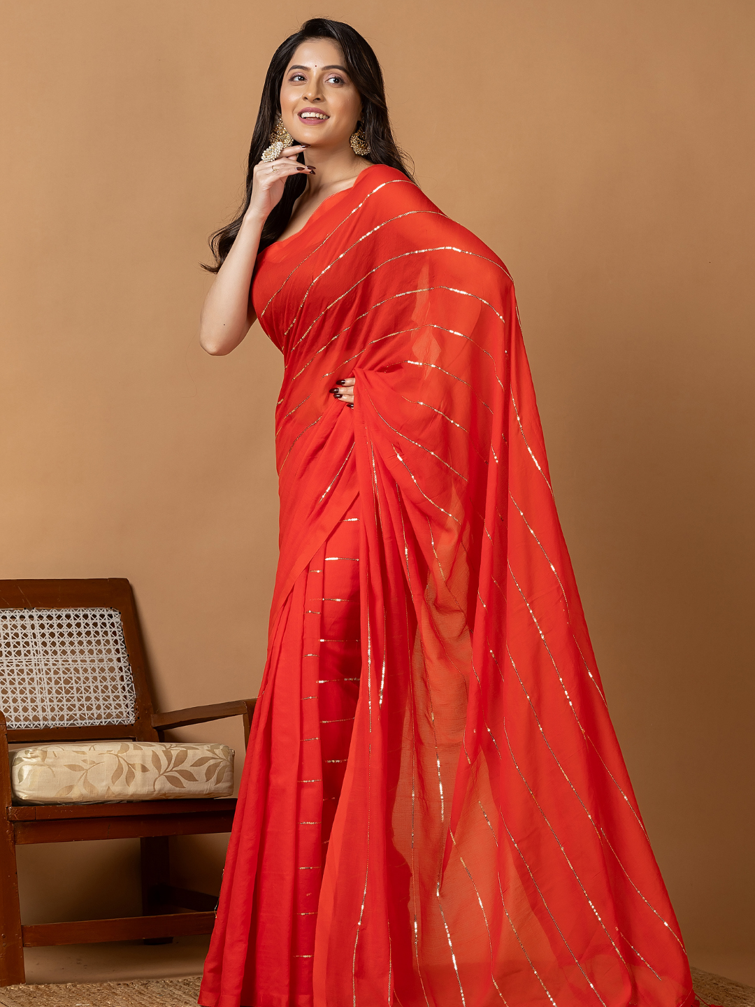 Pure Handloom Mul Cotton Saree | Scarlet Red