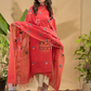 Imperial Red Jamdani 2-Piece Set Kurti & Dupatta (UNSTITCHED) -734