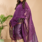 Plum Purple | Handloom Jamdani Linen Unstitched 2-Piece Kurti