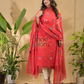 Imperial Red Jamdani 2-Piece Set Kurti & Dupatta (UNSTITCHED) -734