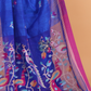 Silk Jamdani Saree With Burgundy Indigo Blue - 157