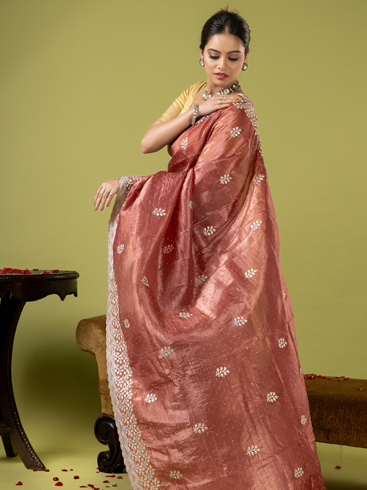 Fancy Blended Saree | Dusty Rose