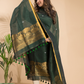 Dark Green Cotton Linen 2-Piece Set Kurti & Dupatta (UNSTITCHED) - 104