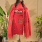 Imperial Red Jamdani 2-Piece Set Kurti & Dupatta (UNSTITCHED) -734